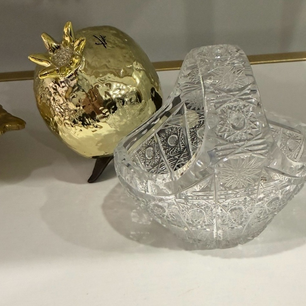 Bohemian Crystal Basket Vase